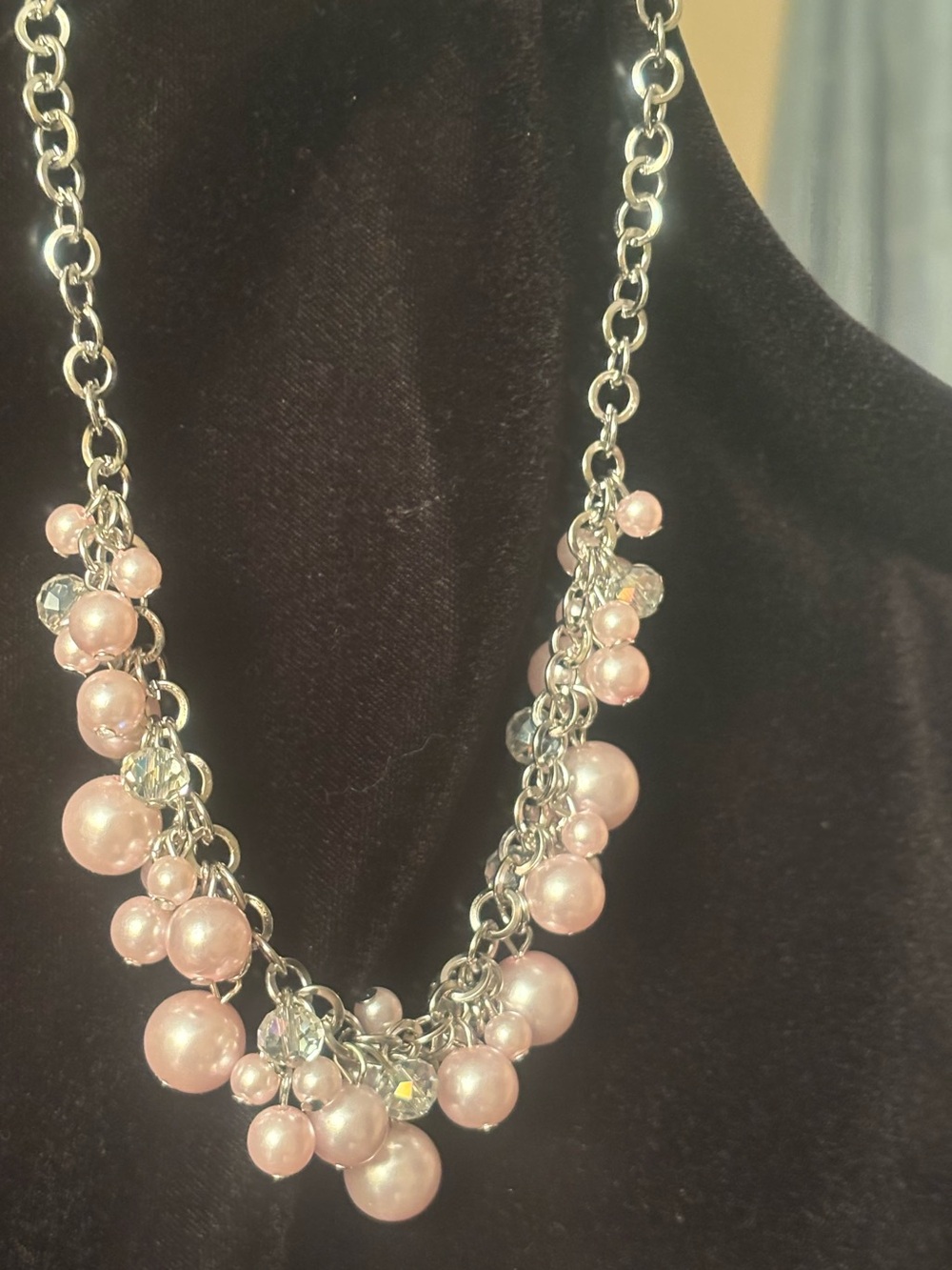 paparazzi Pink Pearl Cluster Statement Necklace
